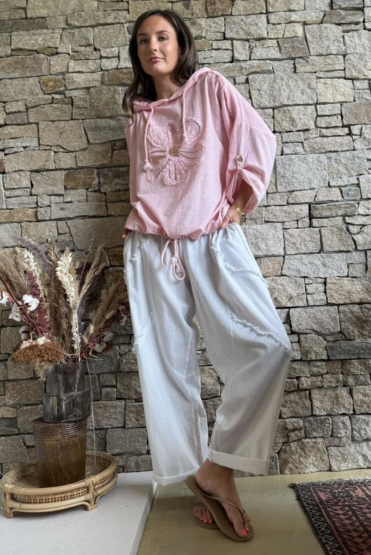 Rustic Nature Linen Blend Hippie Shake Hoodie Washed Sugar